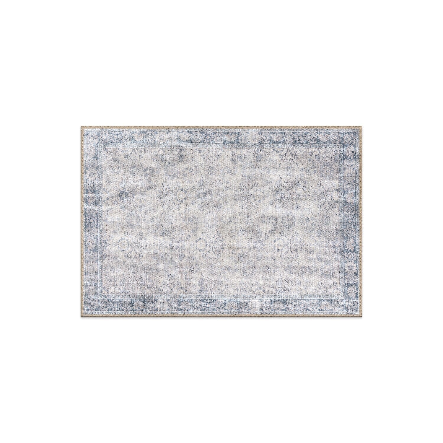 Tapis de transition World Rug Gallery, style vintage, antidérapant, lavable en machine, avec bordures
