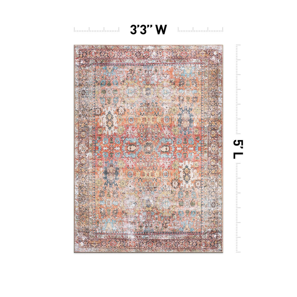 Tapis antidérapant lavable en machine, style transitionnel et vieilli, de la World Rug Gallery