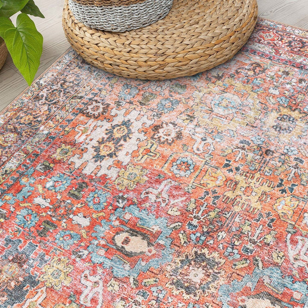 Tapis antidérapant lavable en machine, style transitionnel et vieilli, de la World Rug Gallery