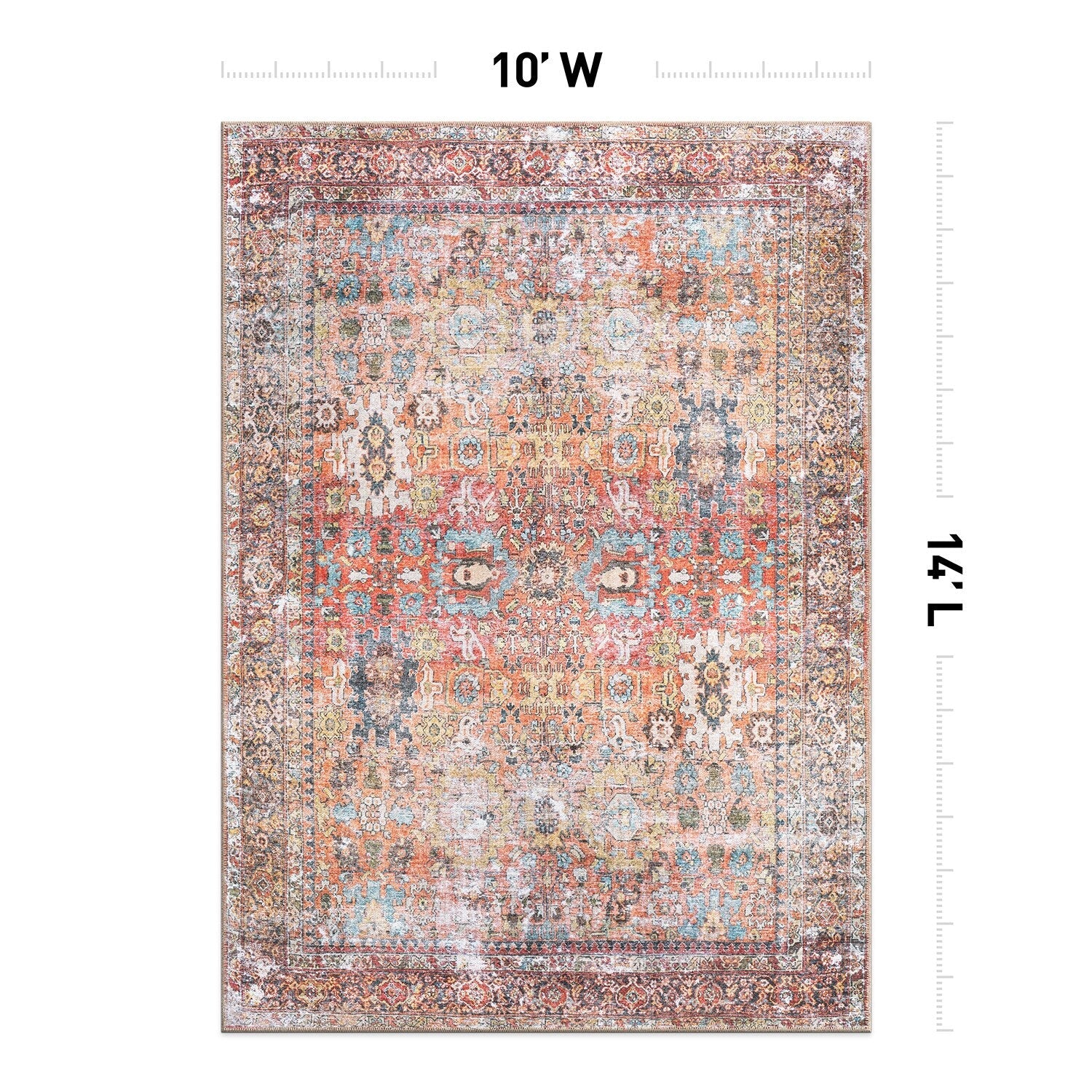 Tapis antidérapant lavable en machine, style transitionnel et vieilli, de la World Rug Gallery