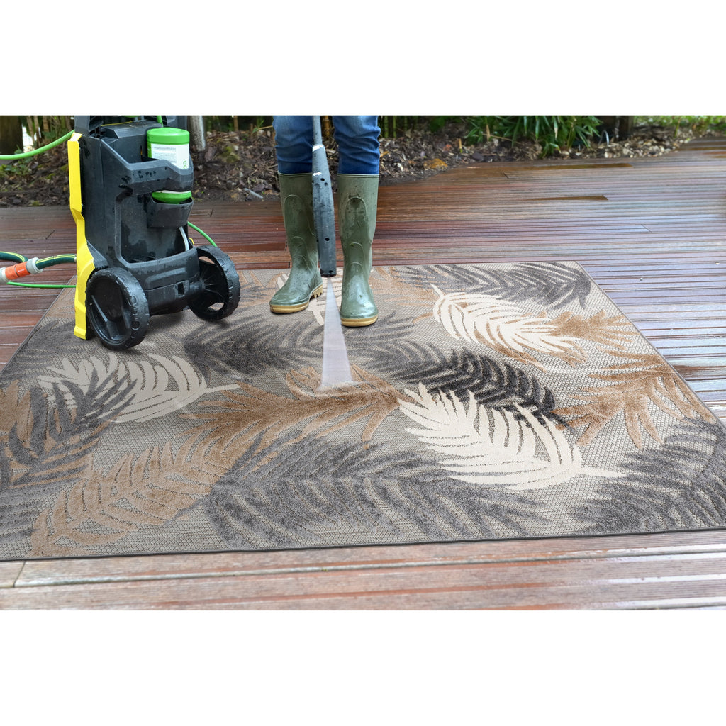 Tapis d'intérieur/extérieur moderne à motif floral tropical World Rug Gallery