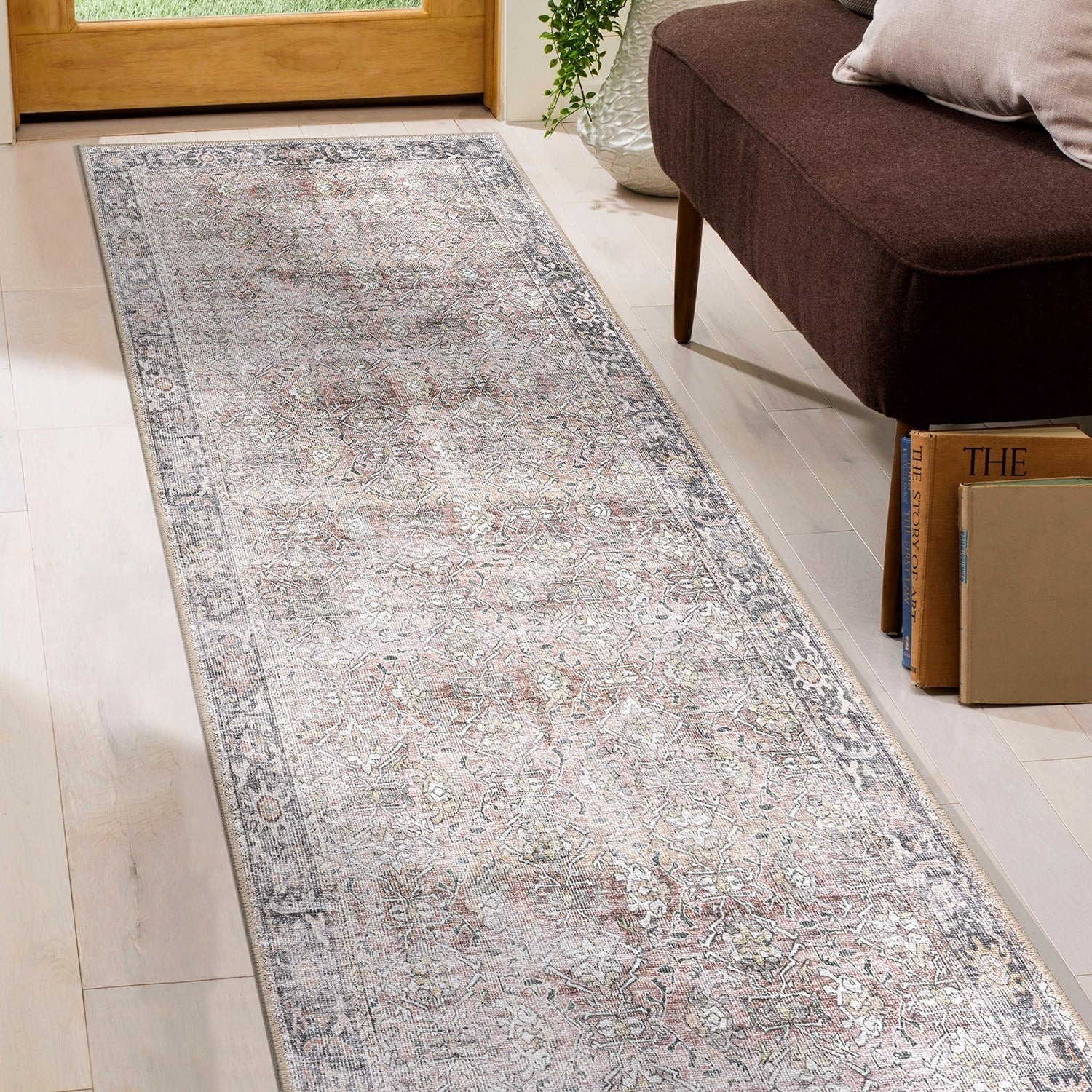Tapis antidérapant lavable en machine, style vintage, World Rug Gallery