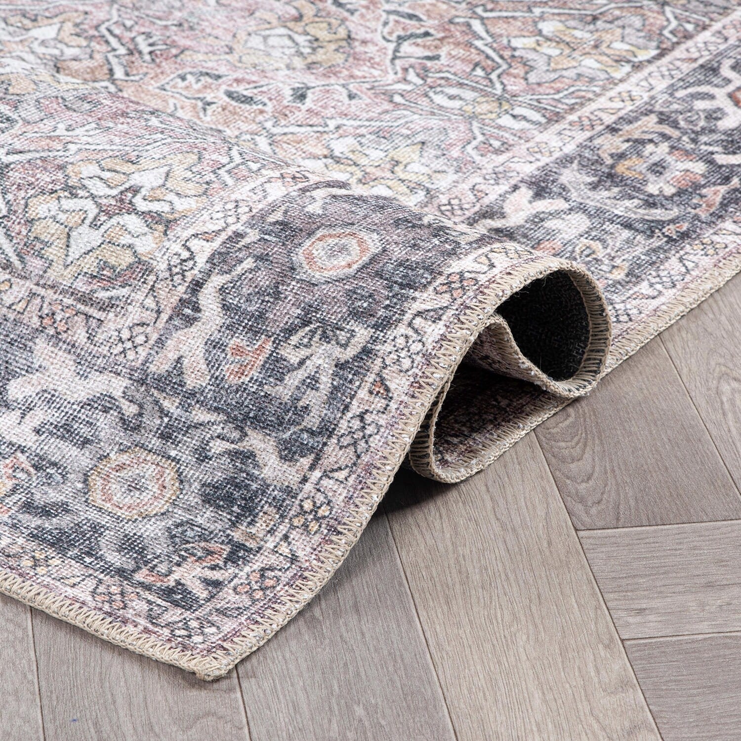 Tapis antidérapant lavable en machine, style vintage, World Rug Gallery