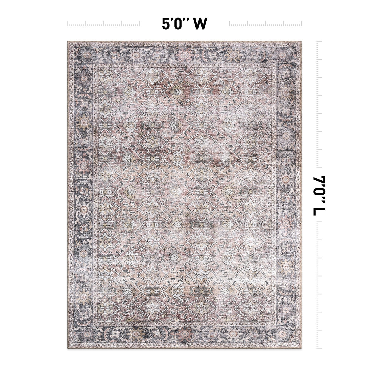 Tapis antidérapant lavable en machine, style vintage, World Rug Gallery