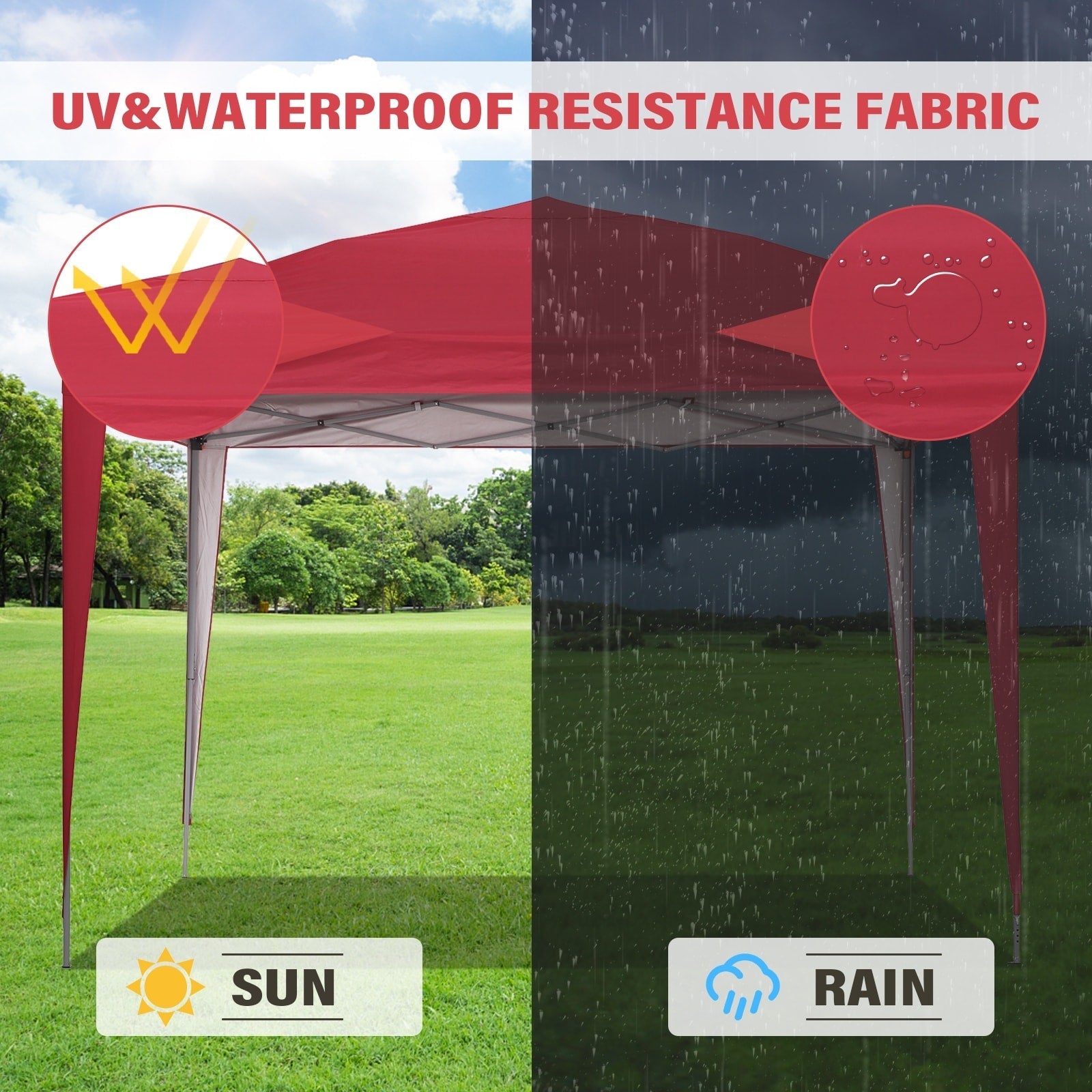 Tente de jardin pop-up Zenova 10' x 10' pour extérieur, tonnelle, fête, mariage