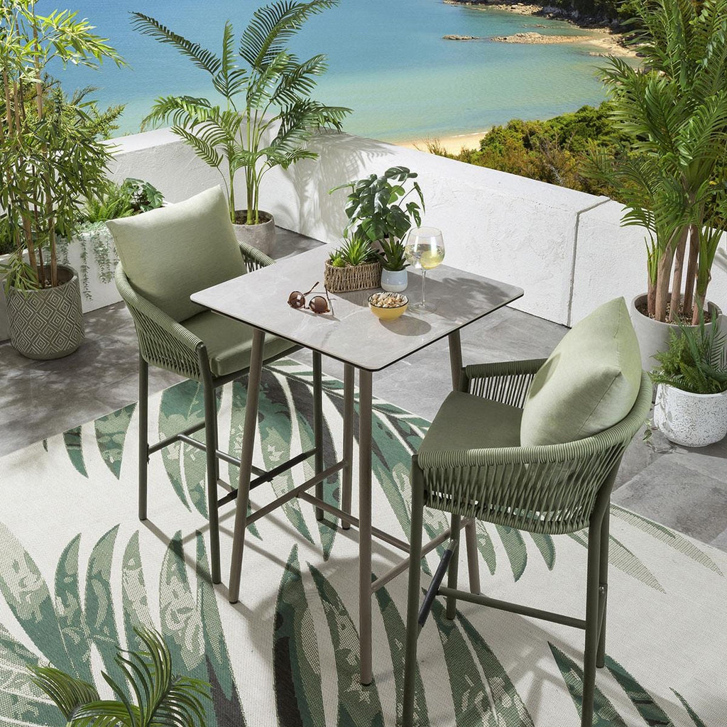 2 tabourets de bar de jardin Cole en aluminium vert