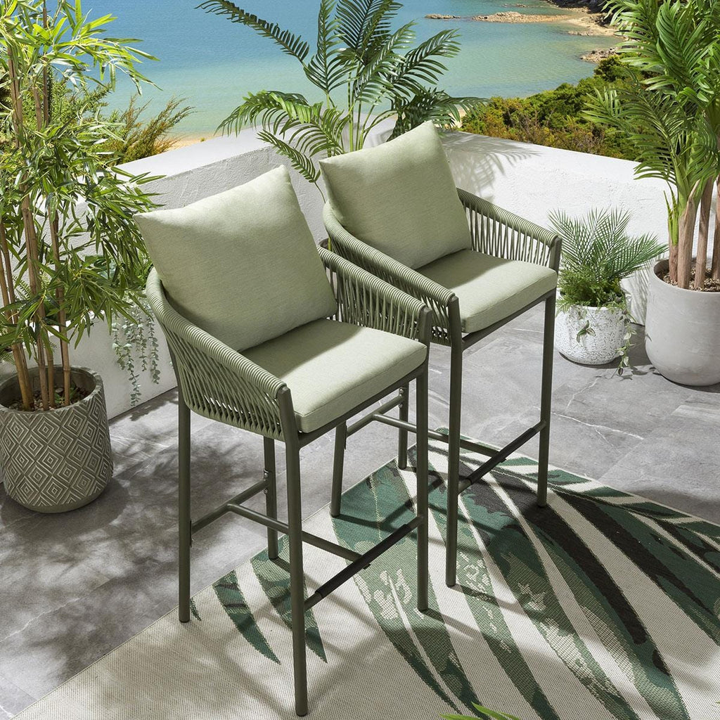 2 tabourets de bar de jardin Cole en aluminium vert