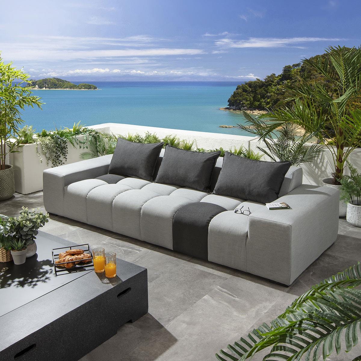 Canapé de jardin 3 places Blow Premium Gris plomb 281 cm