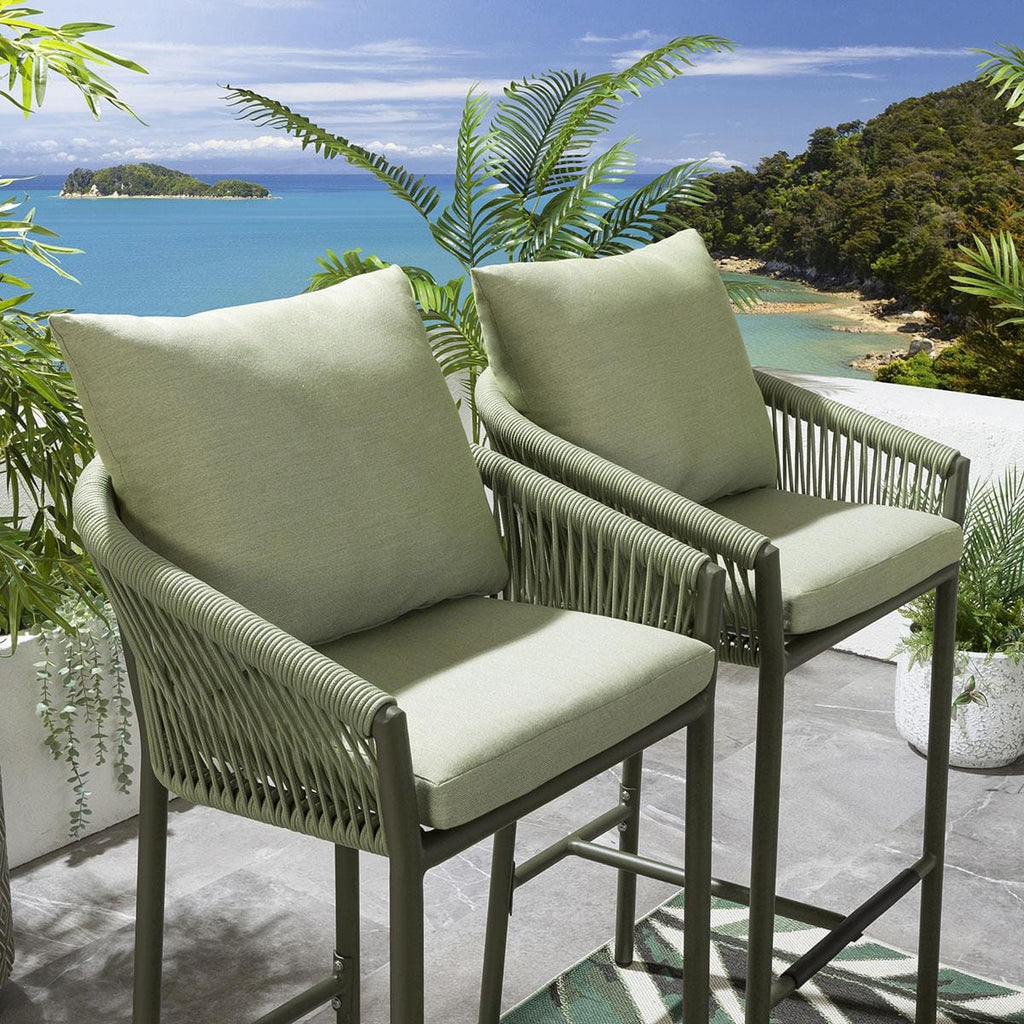 4 tabourets de bar de jardin Cole en aluminium vert