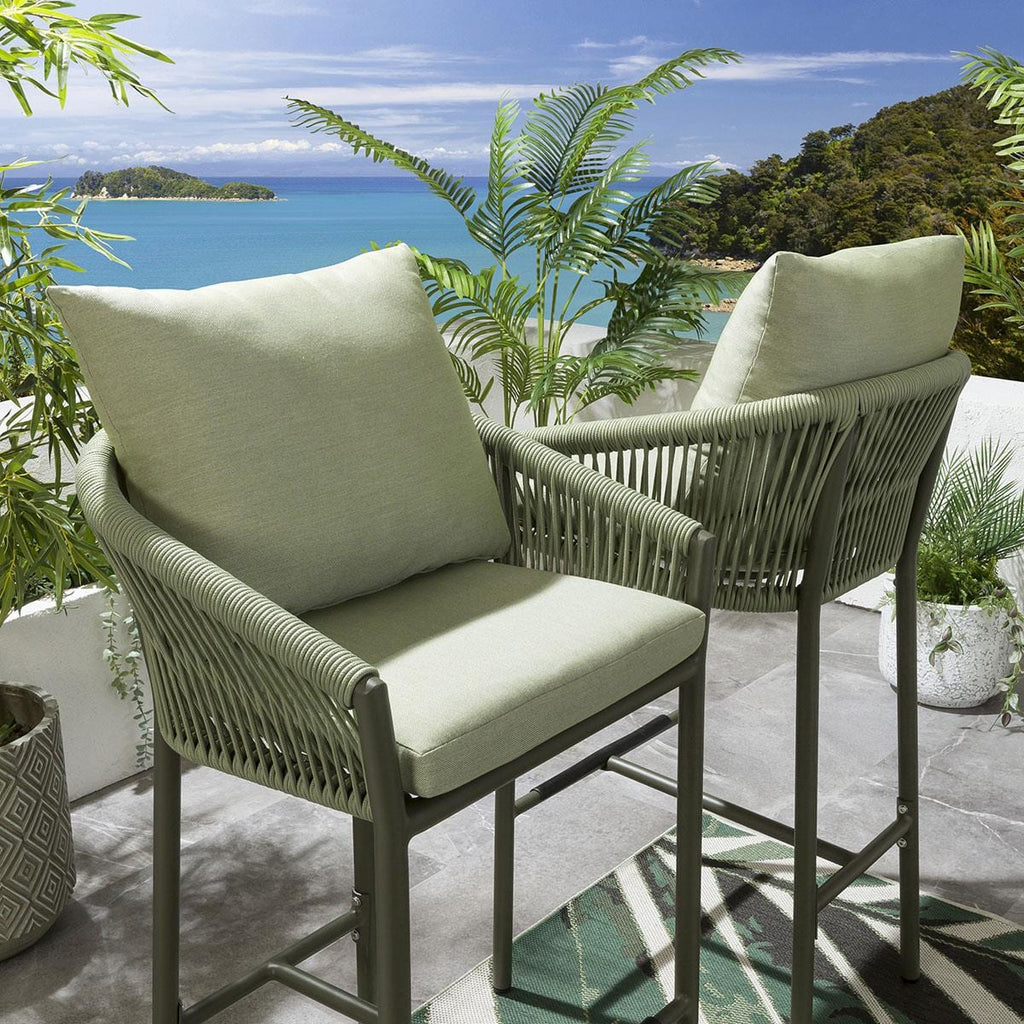 4 tabourets de bar de jardin Cole en aluminium vert