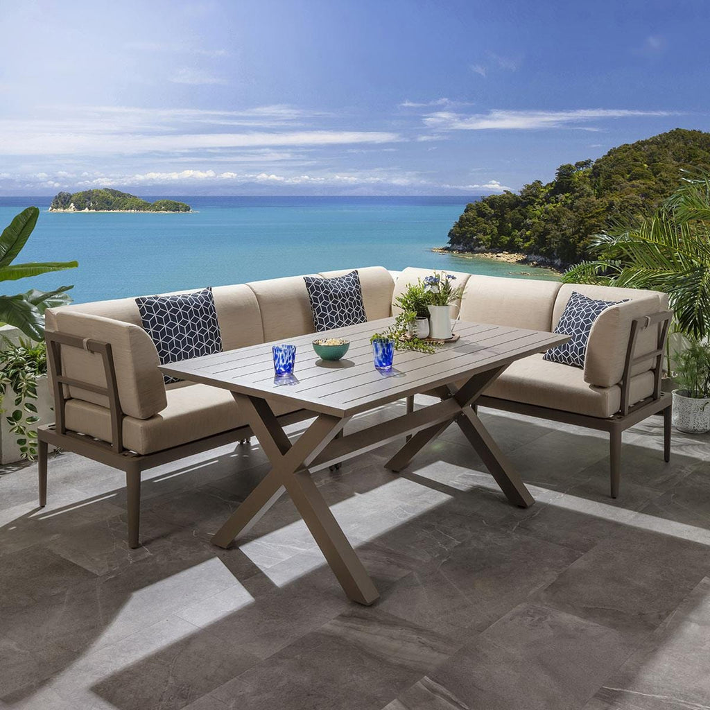 Ensemble de salle à manger de jardin extérieur Ada 6 places en aluminium beige L3