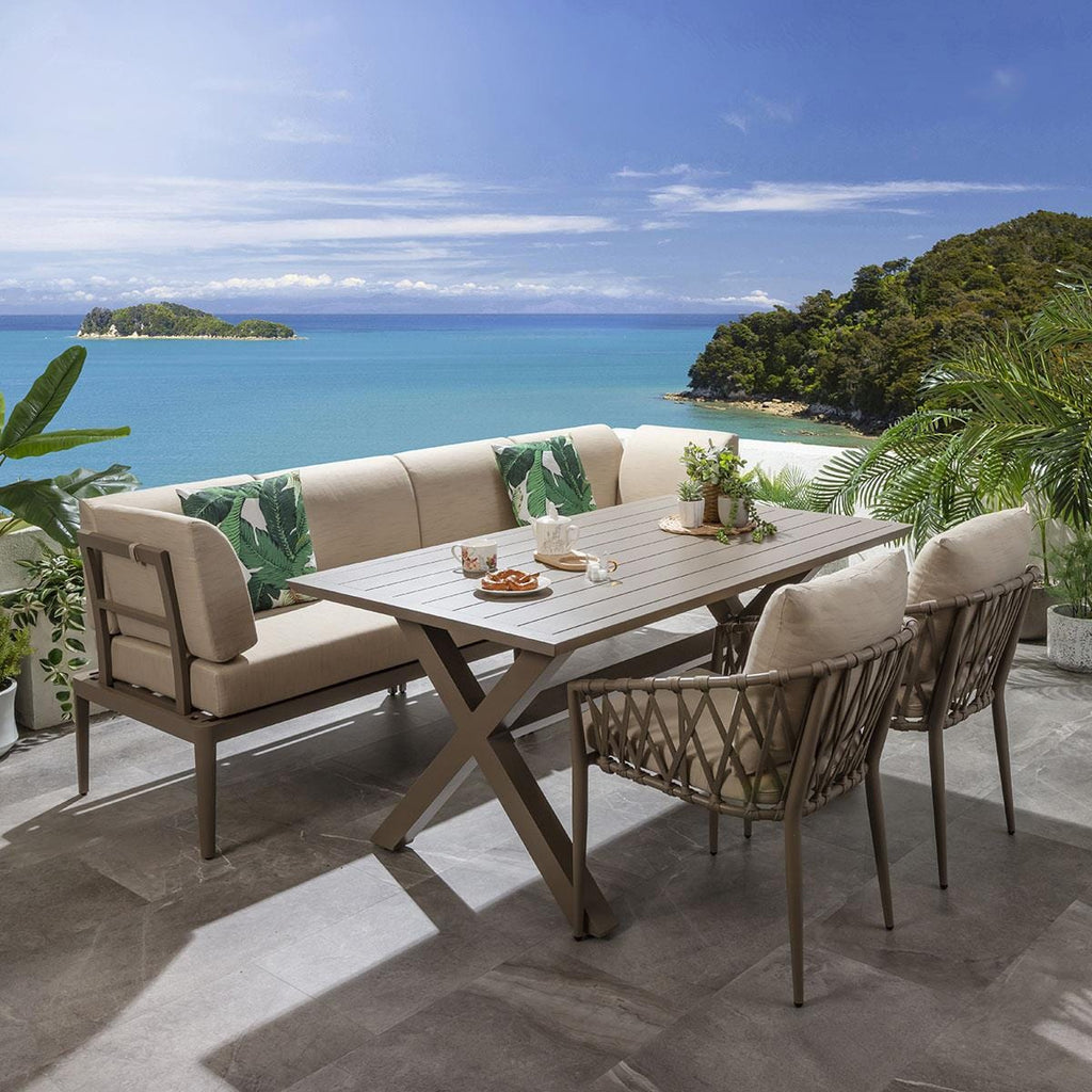 Ensemble de salle à manger de jardin extérieur Ada 6 places en aluminium beige S1