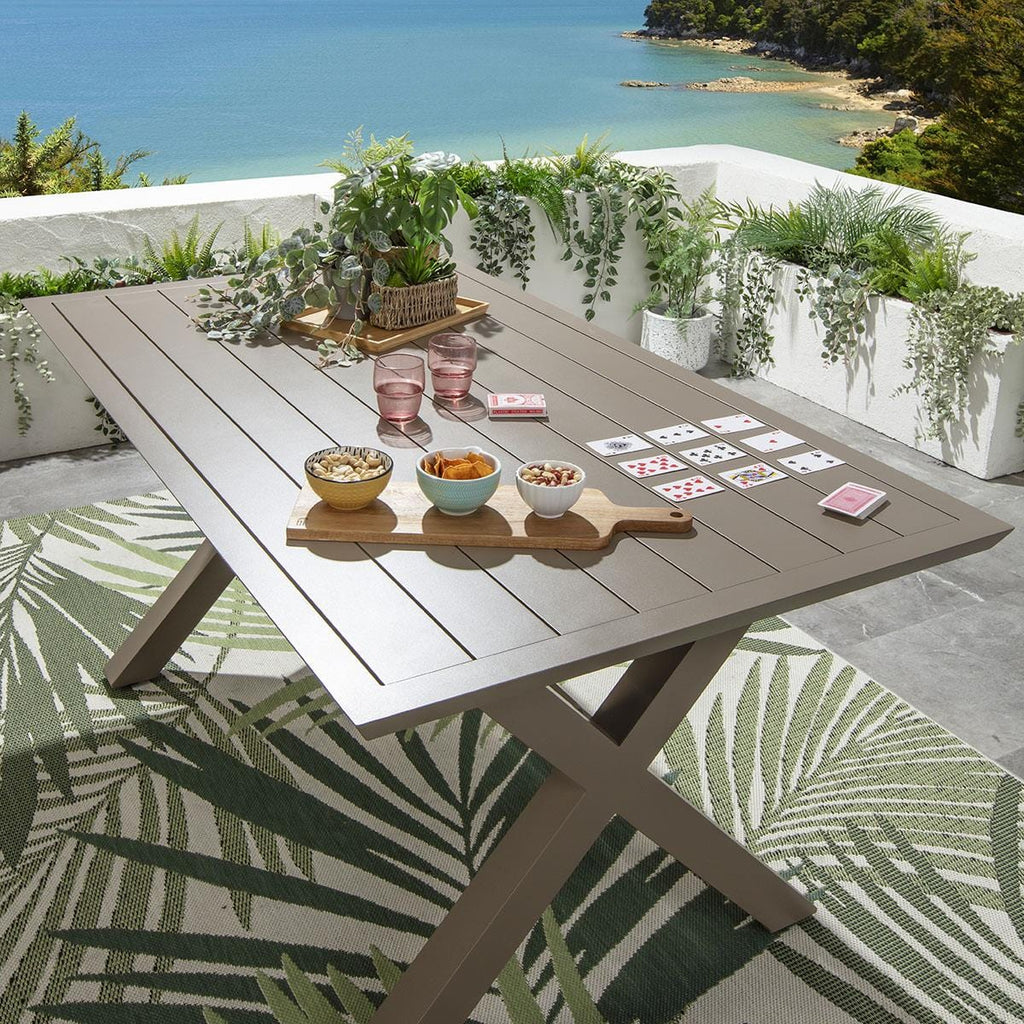 Ensemble de salle à manger de jardin Cole 6 places en aluminium vert et beige