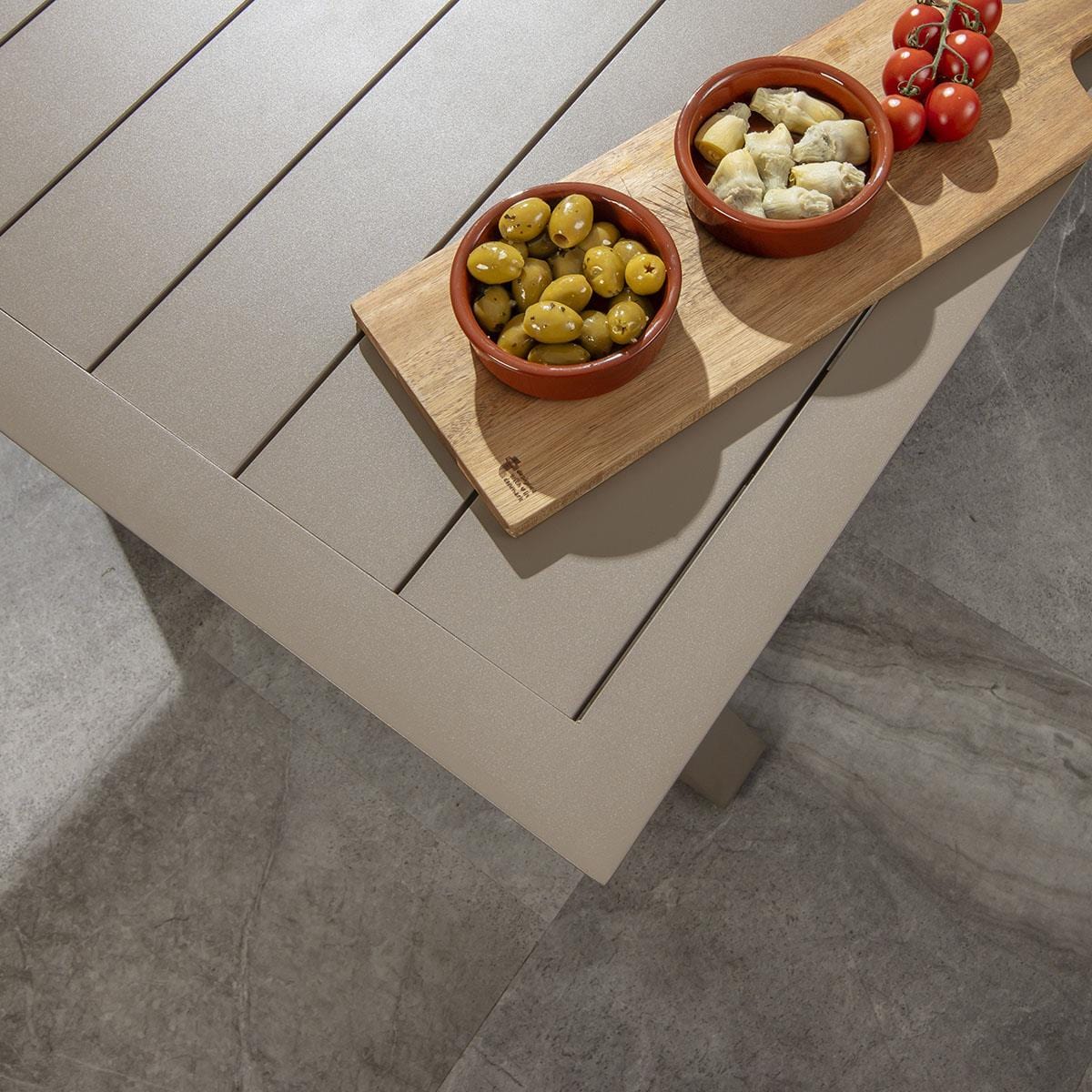 Ensemble de salle à manger de jardin Cole 6 places en aluminium vert et beige