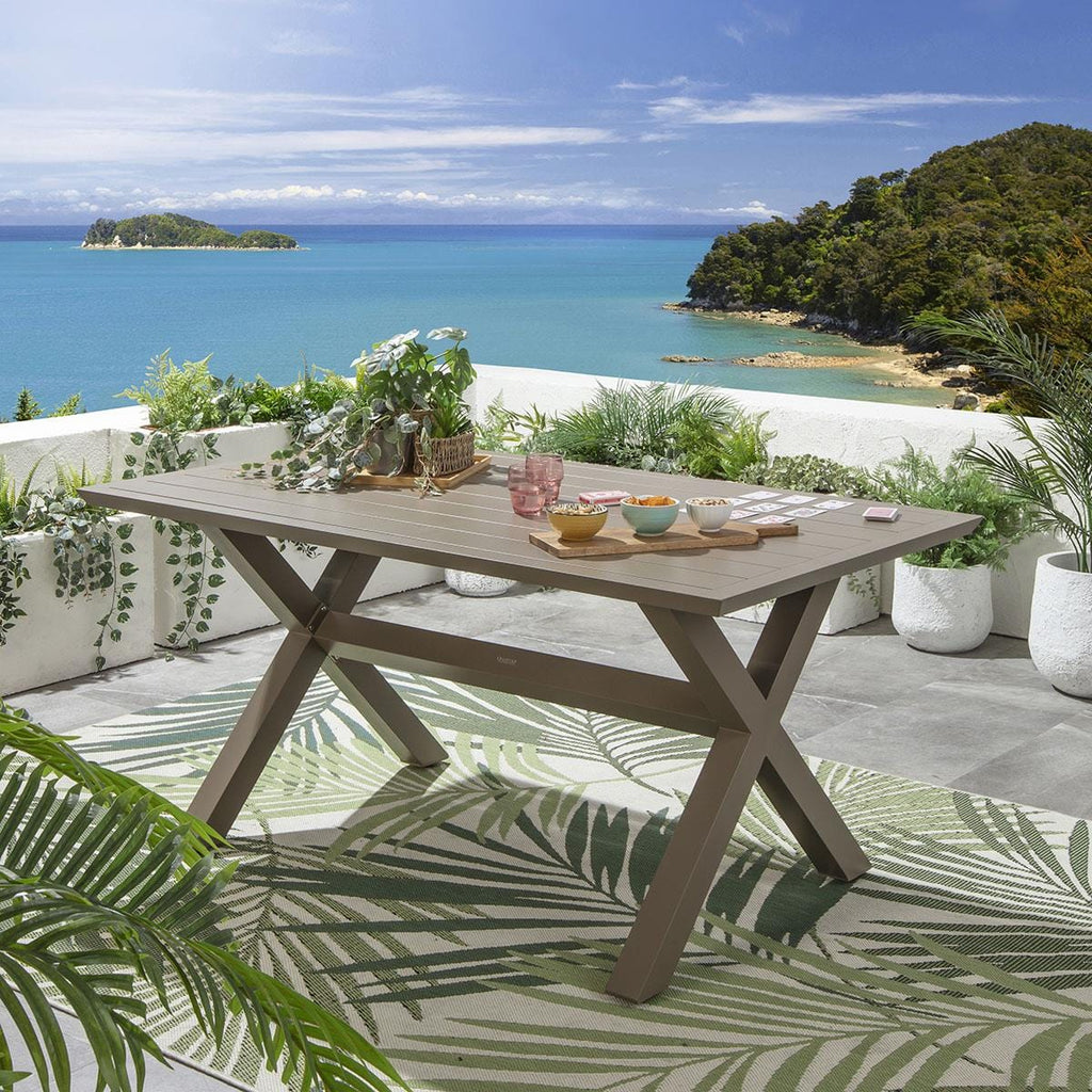 Ensemble de salle à manger de jardin Cole 6 places en aluminium vert et beige