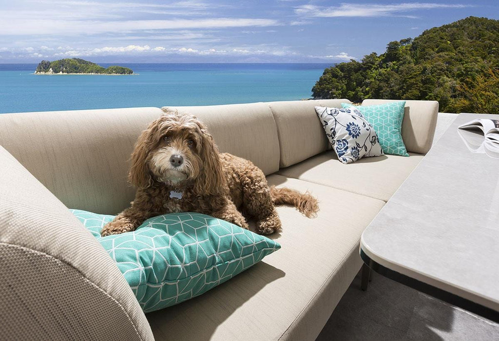 Ensemble de salle à manger de jardin extérieur Ada 8 places en céramique et aluminium beige U1