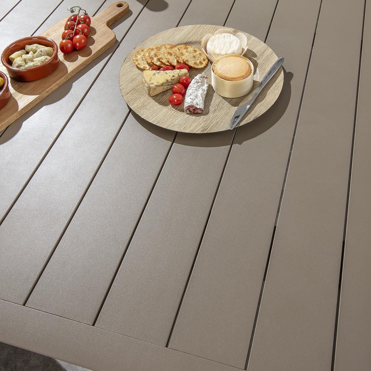 Ensemble de salle à manger de jardin extérieur Ada 8 places en aluminium beige S3