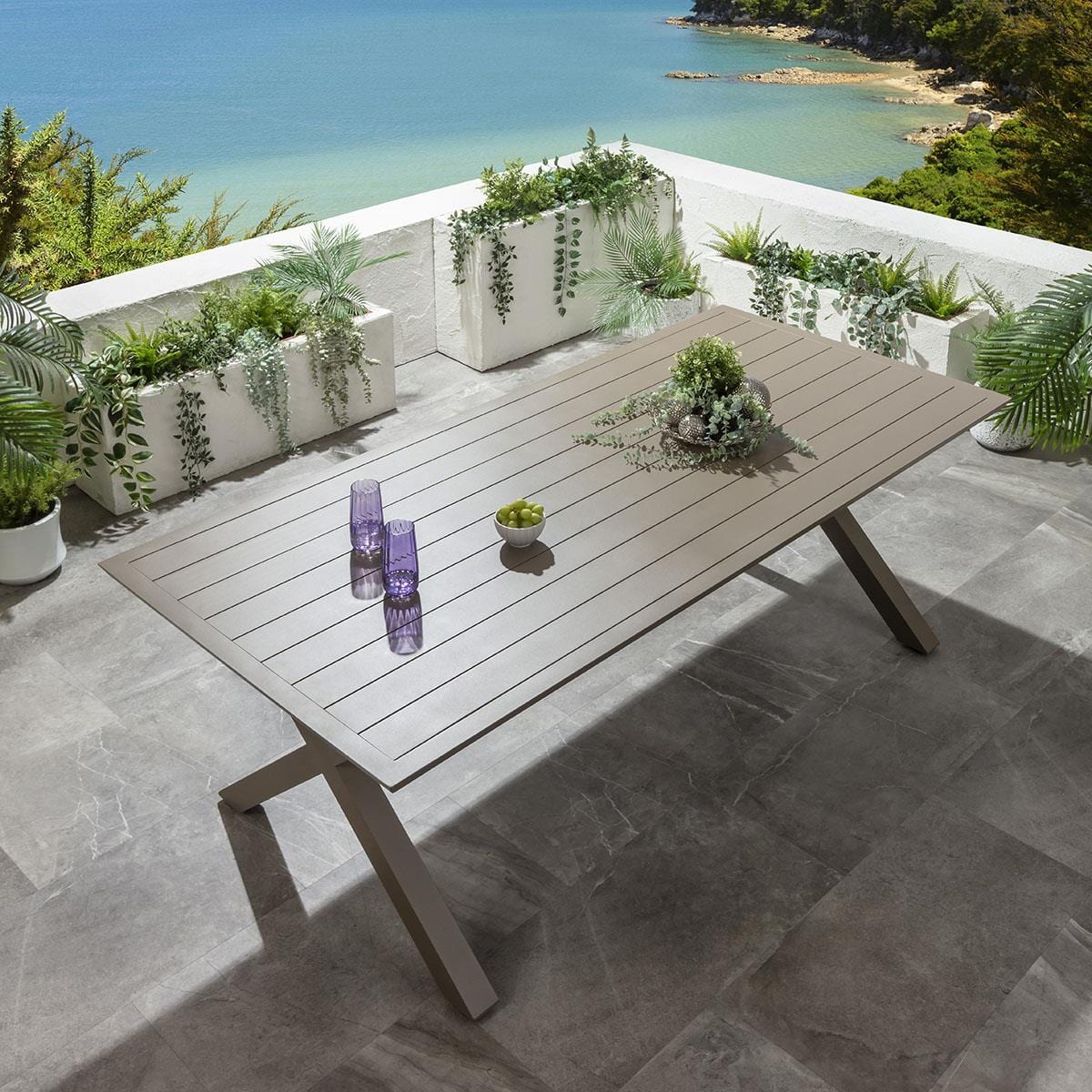 Ensemble de salle à manger de jardin Cole 8 places, aluminium vert et beige