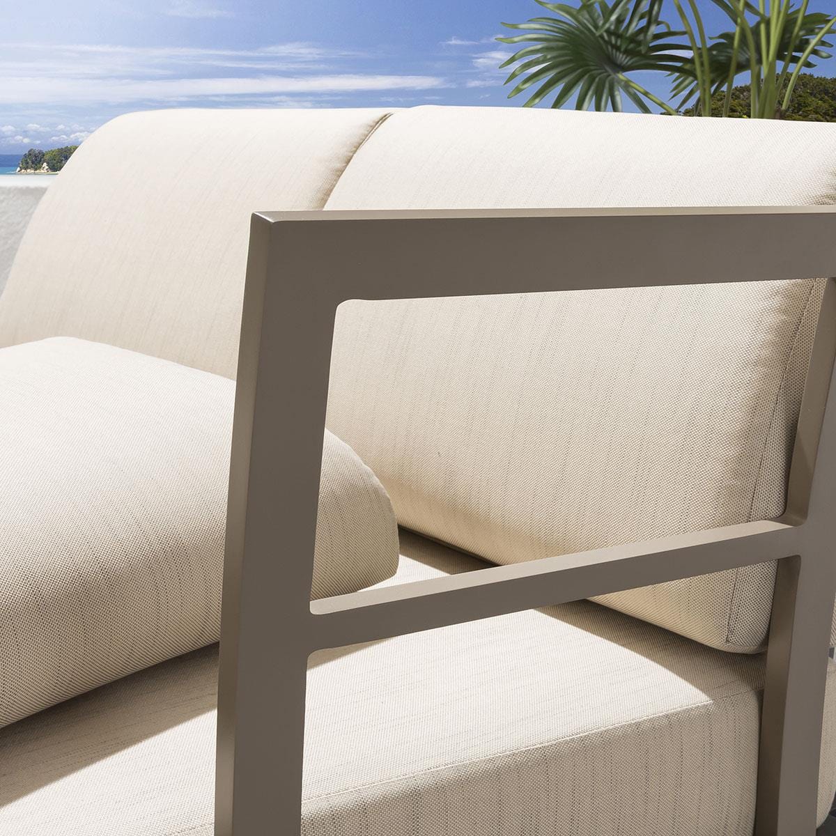 Ensemble de salle à manger de jardin extérieur Ada 6 places en céramique et aluminium beige L1