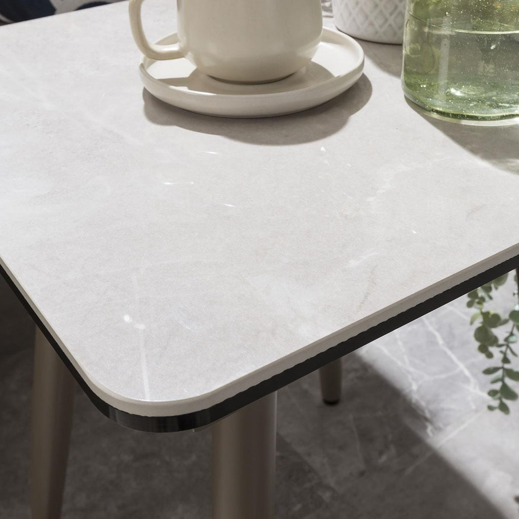 Ensemble canapé d'angle de jardin modulaire Ada avec table d'appoint beige 196x123cm L1