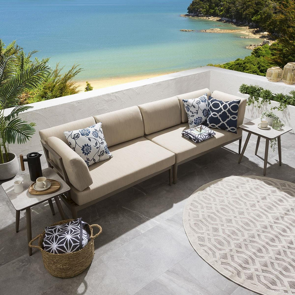 Ensemble de canapé de jardin modulaire Ada avec tables d'appoint, beige 246 x 73 cm S1