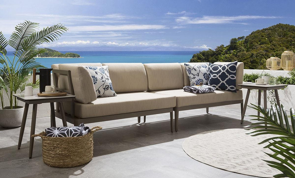 Ensemble de canapé de jardin modulaire Ada avec tables d'appoint, beige 246 x 73 cm S1