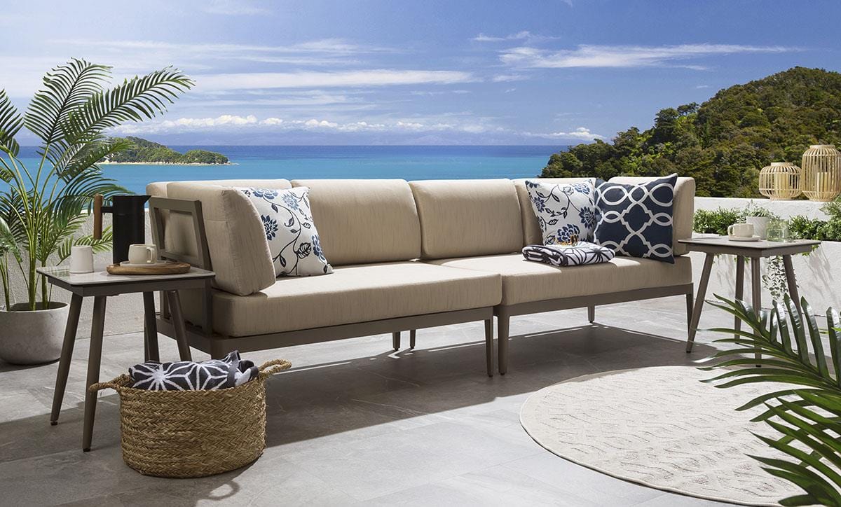 Ensemble de canapé de jardin modulaire Ada avec tables d'appoint, beige 246 x 73 cm S1