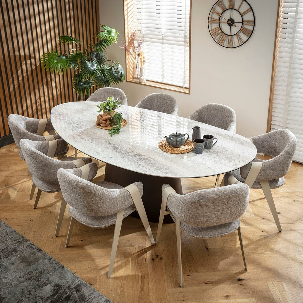 Ensemble de salle à manger ovale 8 places Freya &amp; Ashford en céramique grise