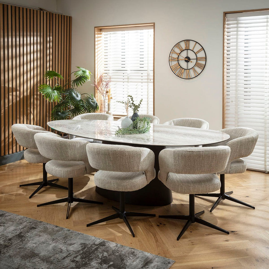 Ensemble de salle à manger ovale 8 places Aubrey &amp; Ashford en céramique grise