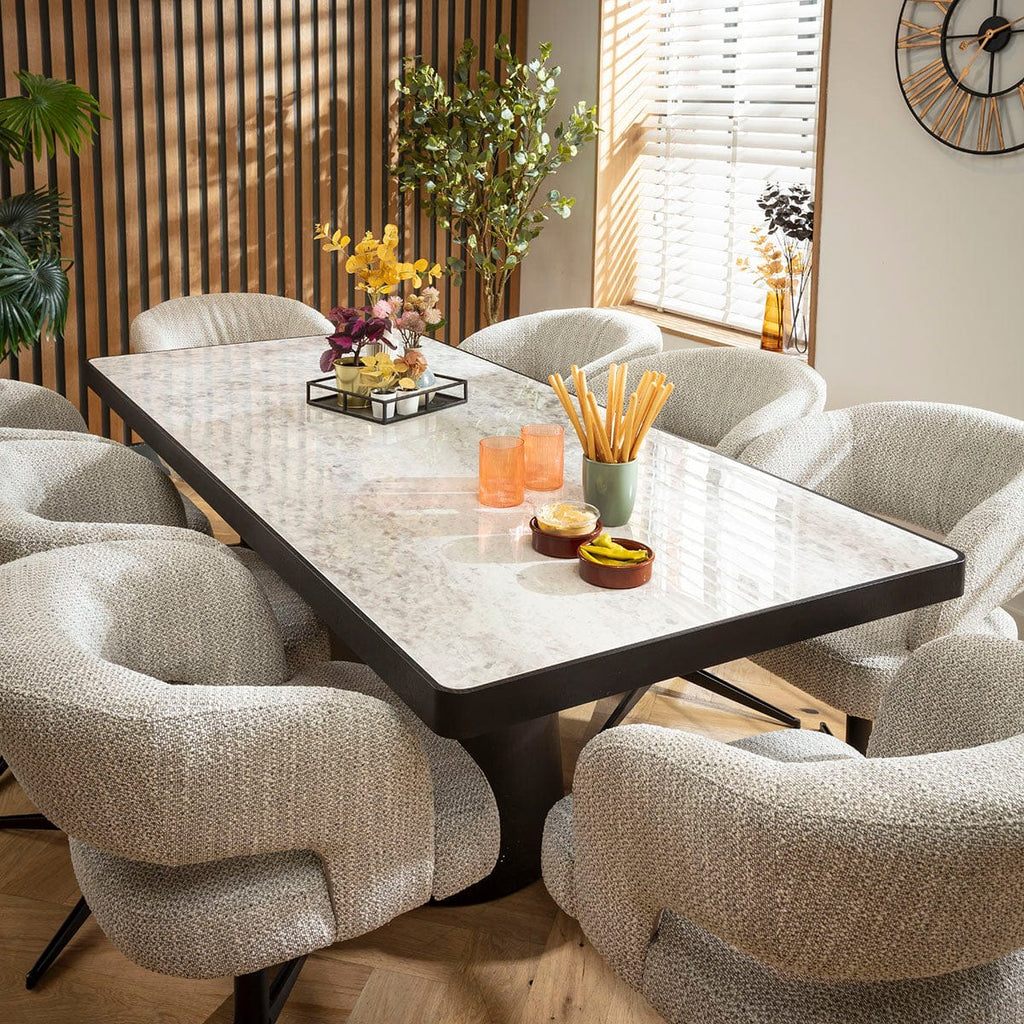 Ensemble de salle à manger moderne 8 places Aubrey &amp; Hastings en céramique grise