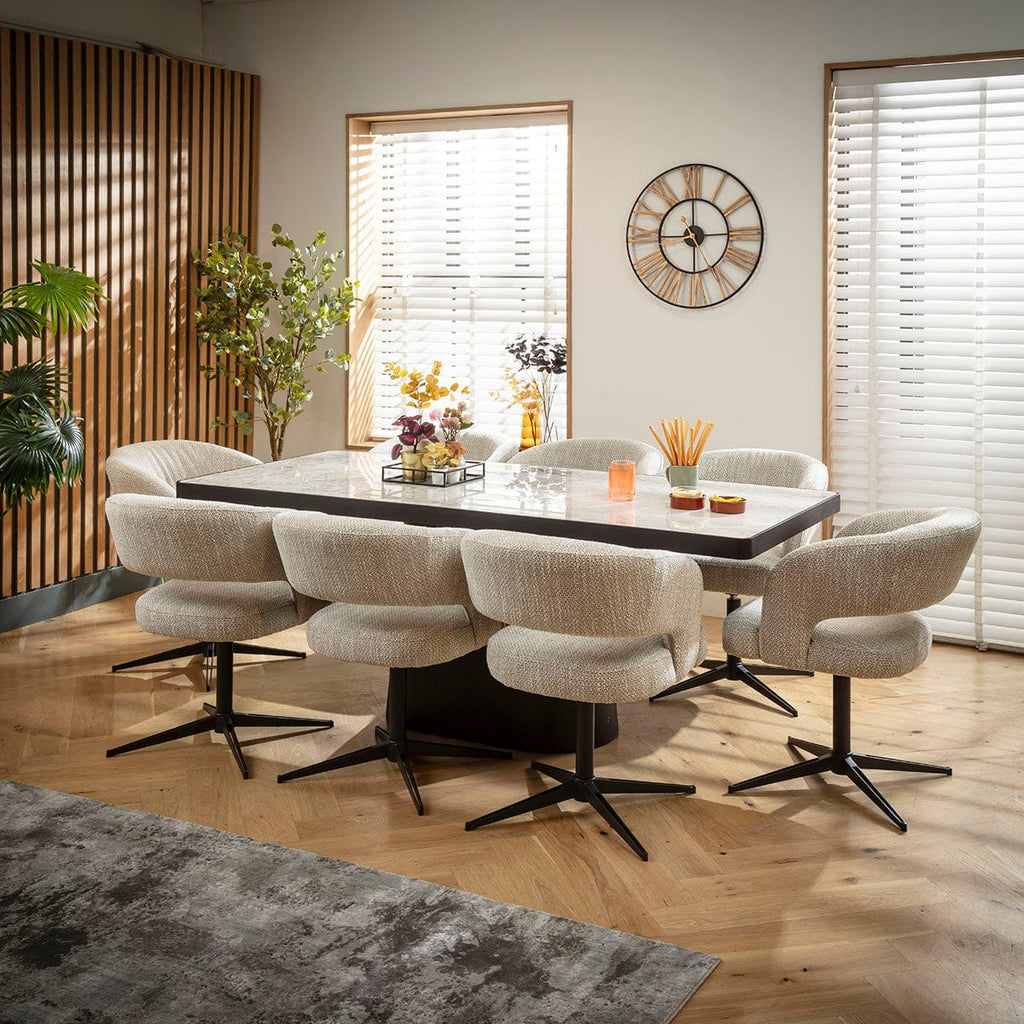 Ensemble de salle à manger moderne 8 places Aubrey &amp; Hastings en céramique grise