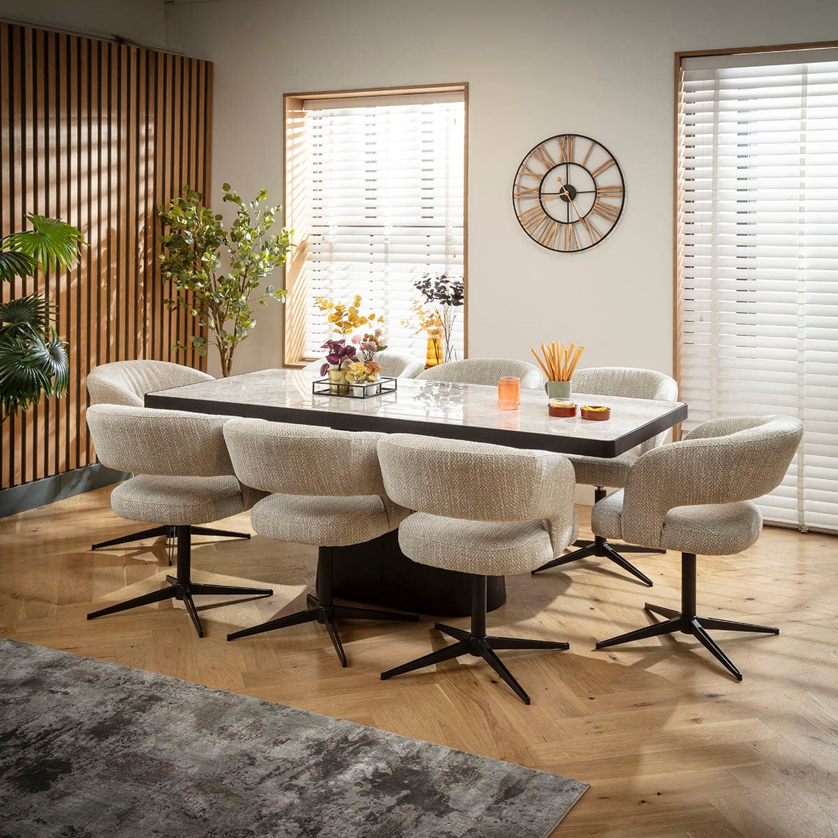 Ensemble de salle à manger moderne 8 places Aubrey &amp; Hastings en céramique grise