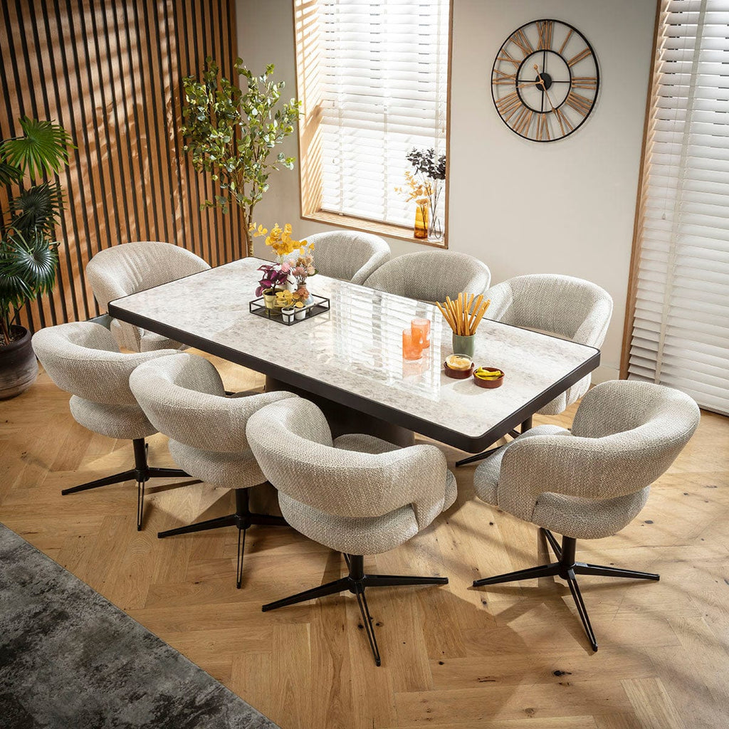 Ensemble de salle à manger moderne 8 places Aubrey &amp; Hastings en céramique grise