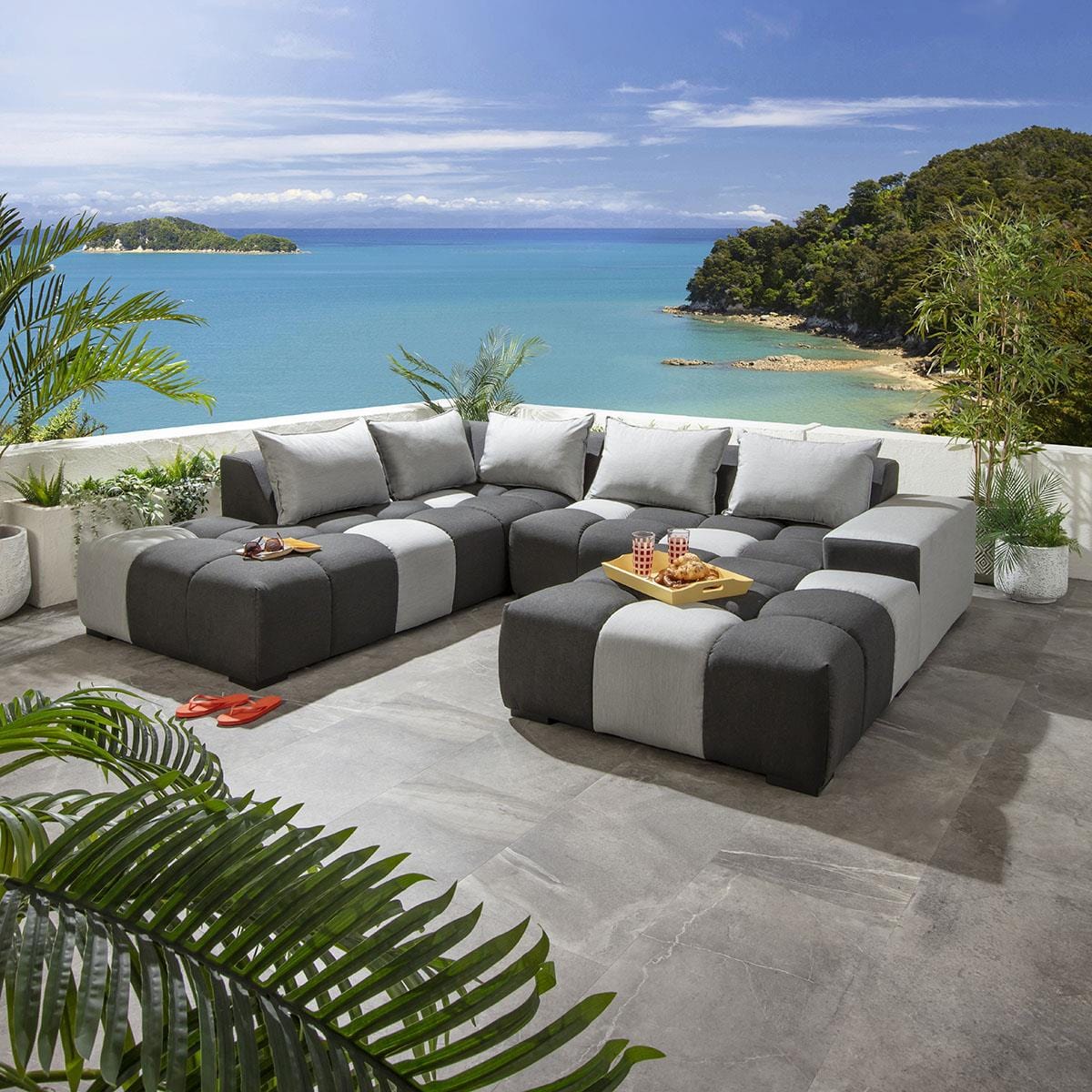 Canapé d'angle de jardin Blow Left-Hand Sunbrella Gris suie 281x247cm