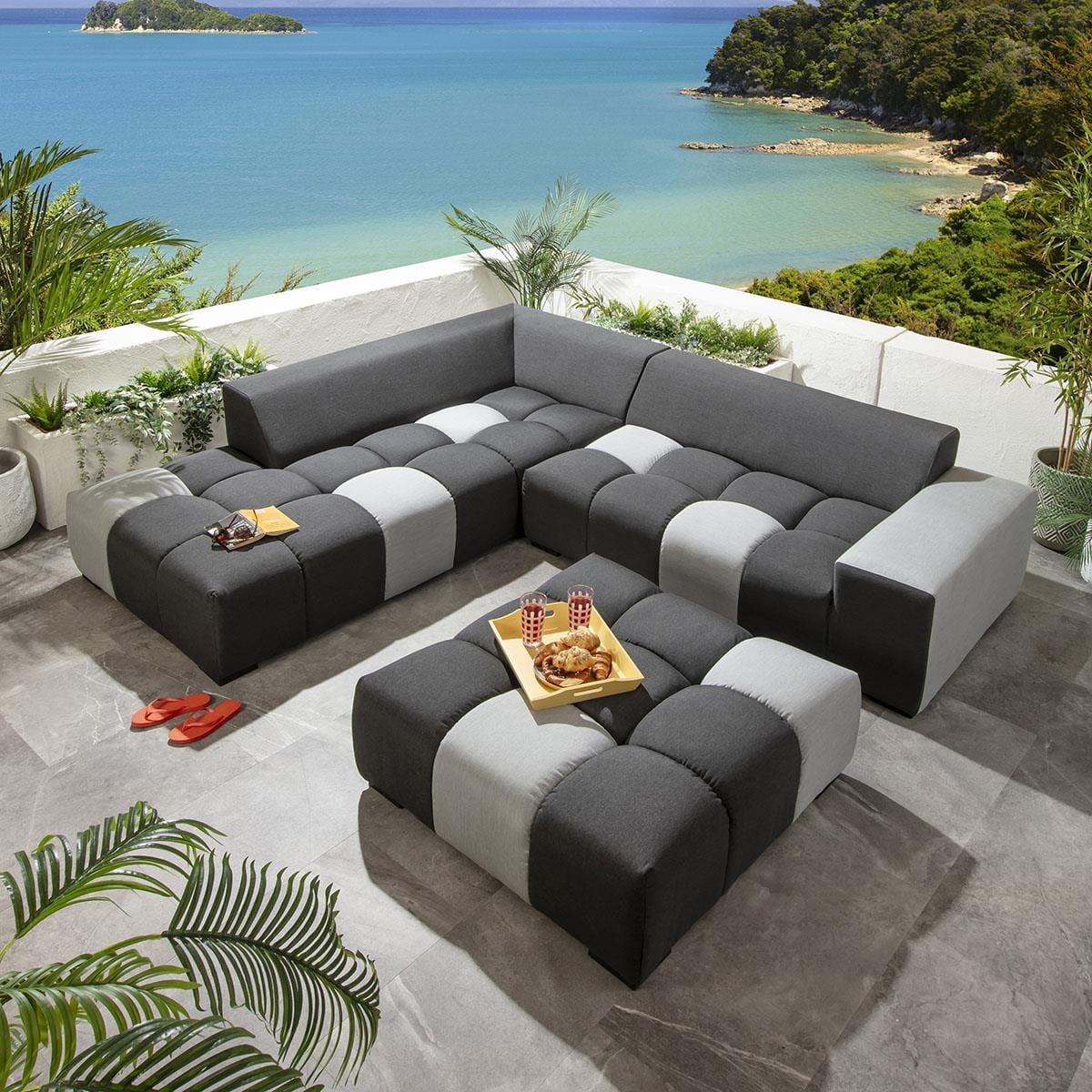 Canapé d'angle de jardin Blow Left-Hand Sunbrella Gris suie 281x247cm