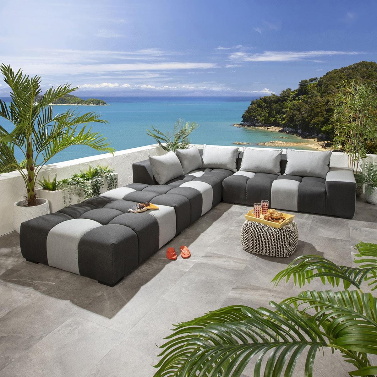 Canapé d'angle de jardin Blow Left-Hand Sunbrella Gris suie 281x247cm