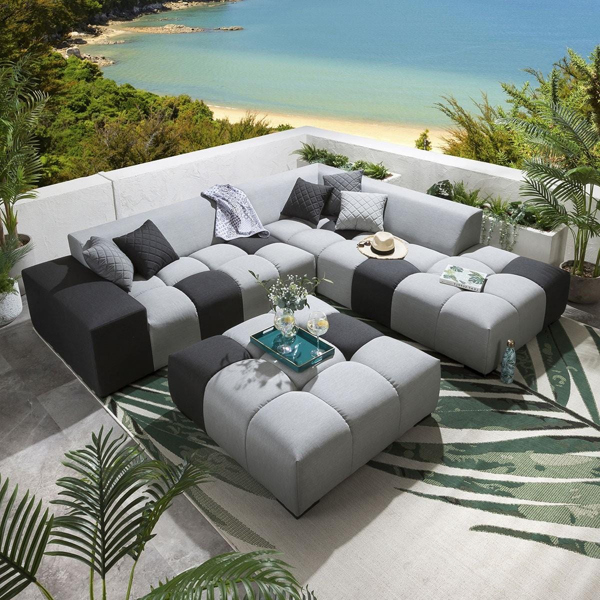 Canapé d'angle de jardin Blow Right-Hand Sunbrella Gris plomb 281x247cm