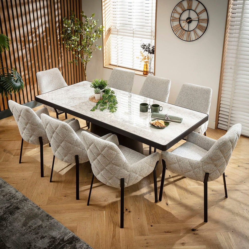 Ensemble de salle à manger moderne 8 places Cora &amp; Hastings en céramique grise