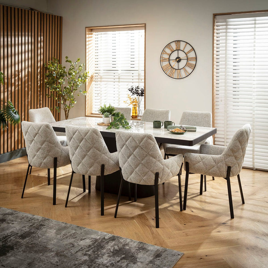 Ensemble de salle à manger moderne 8 places Cora &amp; Hastings en céramique grise