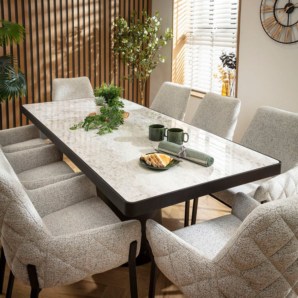 Ensemble de salle à manger moderne 8 places Cora &amp; Hastings en céramique grise