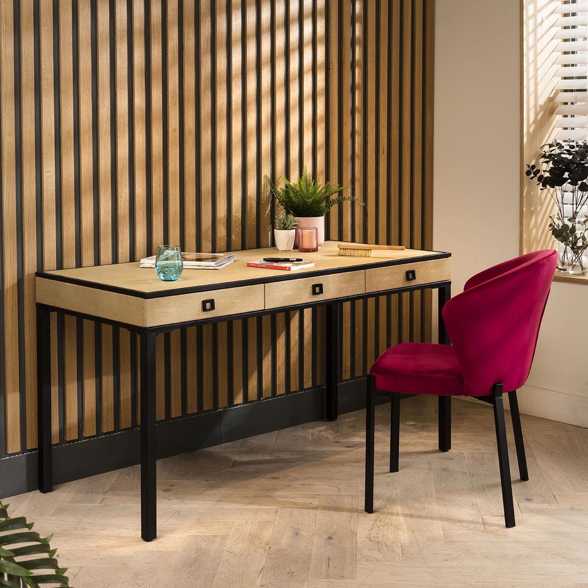 Shagreen Desk Dressing Table Yellow 140cm