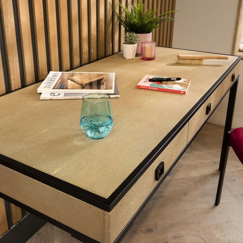 Shagreen Desk Dressing Table Yellow 140cm