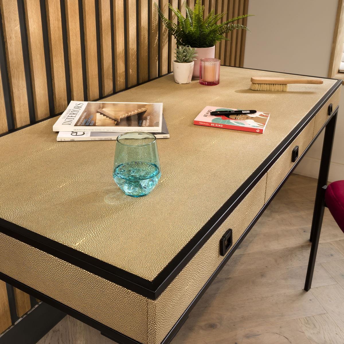 Shagreen Desk Dressing Table Yellow 140cm