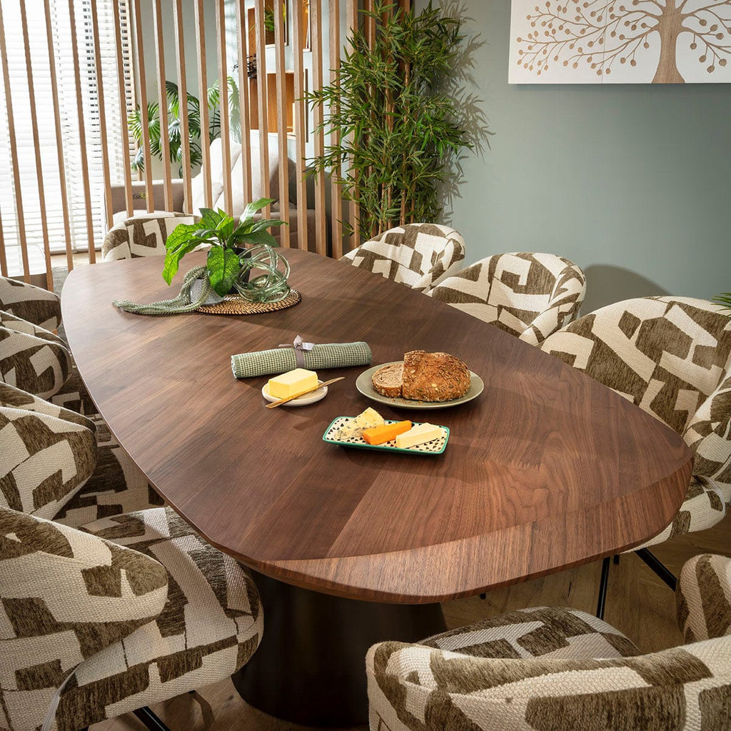 Ensemble de salle à manger moderne 8 places Enzo &amp; Phoenix, vert et noyer