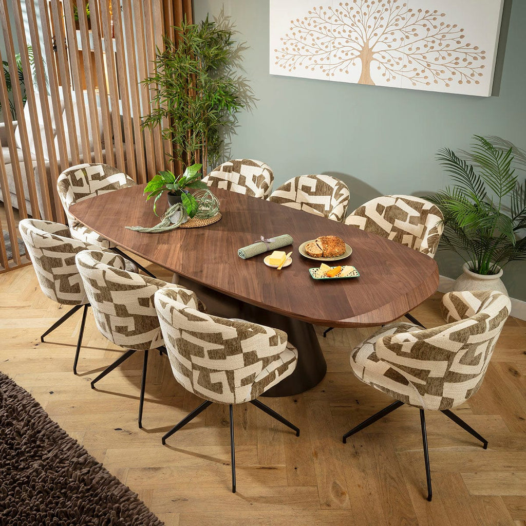 Ensemble de salle à manger moderne 8 places Enzo &amp; Phoenix, vert et noyer