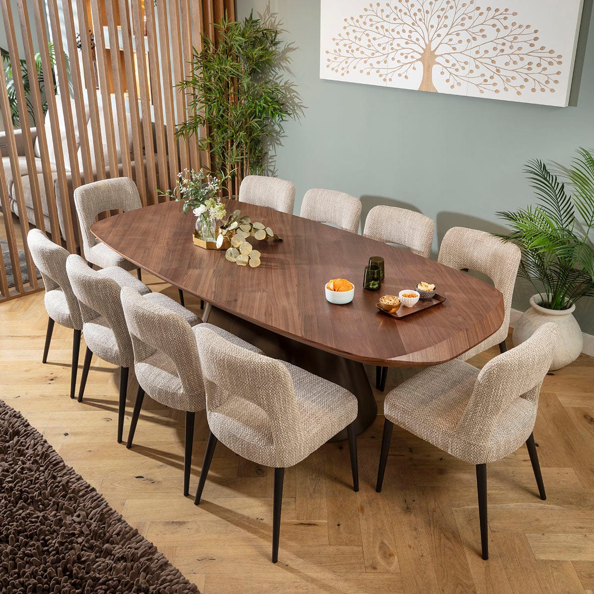 Ensemble de salle à manger moderne Evie &amp; Phoenix pour 10 personnes, marron et noyer, 240 cm
