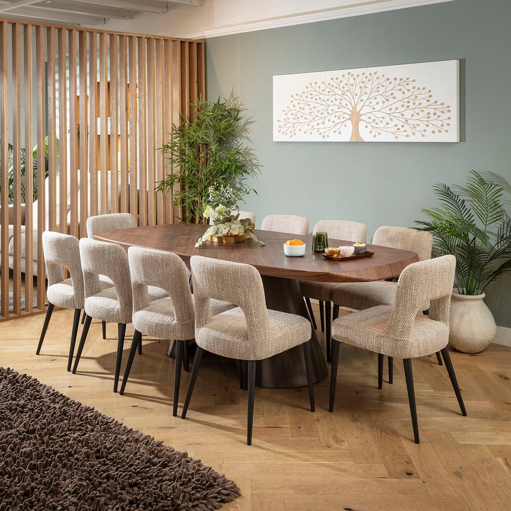 Ensemble de salle à manger moderne Evie &amp; Phoenix pour 10 personnes, marron et noyer, 240 cm