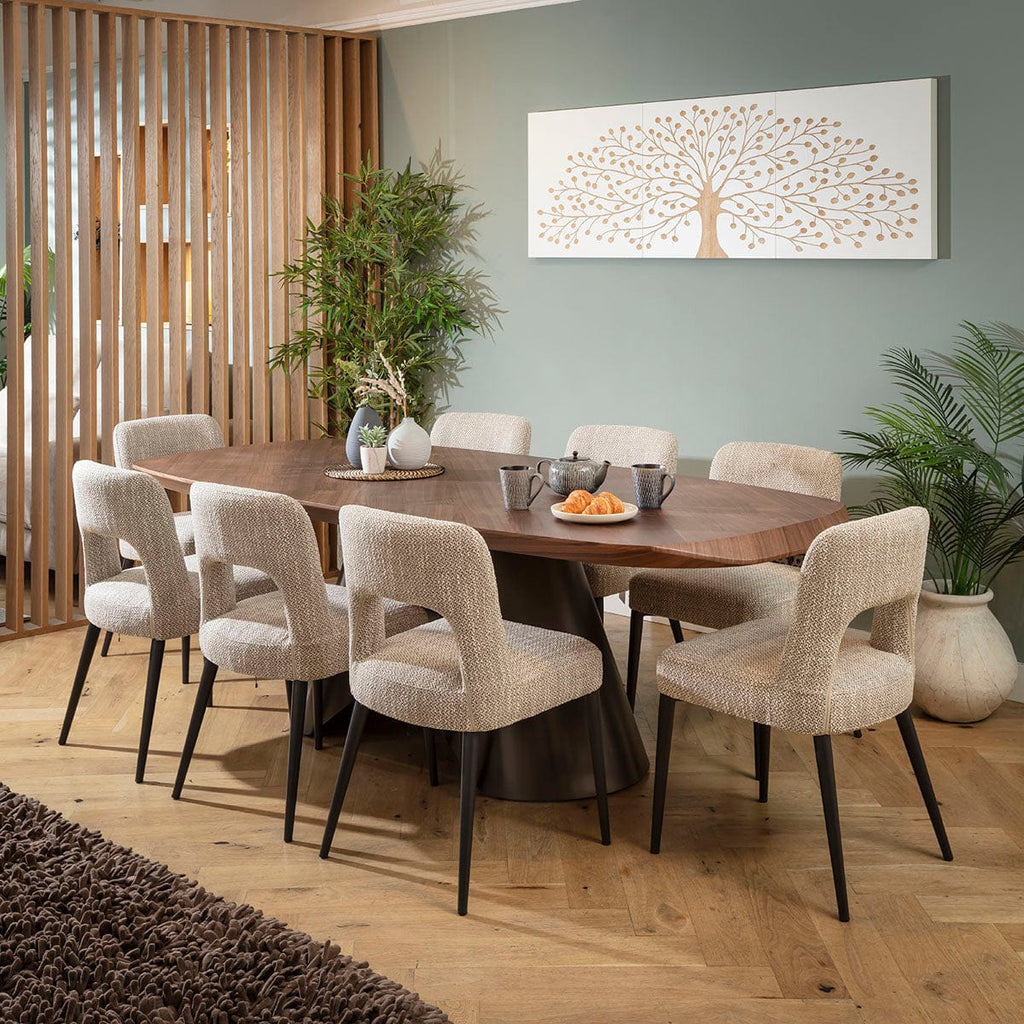 Ensemble de salle à manger moderne 8 places Evie &amp; Phoenix, marron et noyer