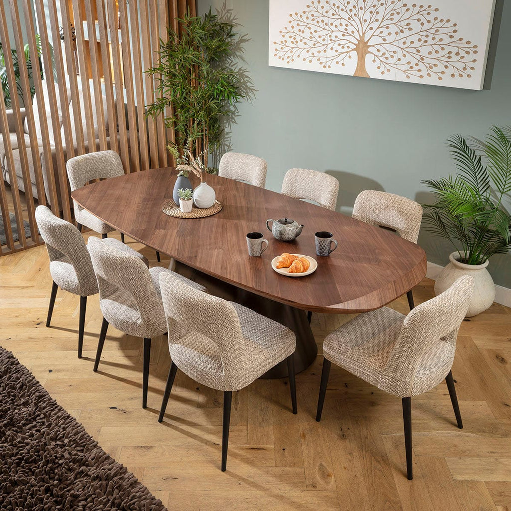 Ensemble de salle à manger moderne 8 places Evie &amp; Phoenix, marron et noyer