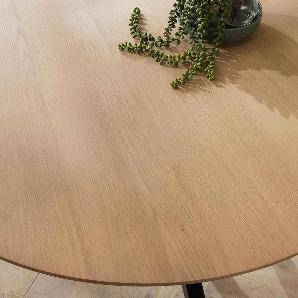 Table de salle à manger ronde 4 places ExDisplay Virgo en bois massif naturel 120 cm